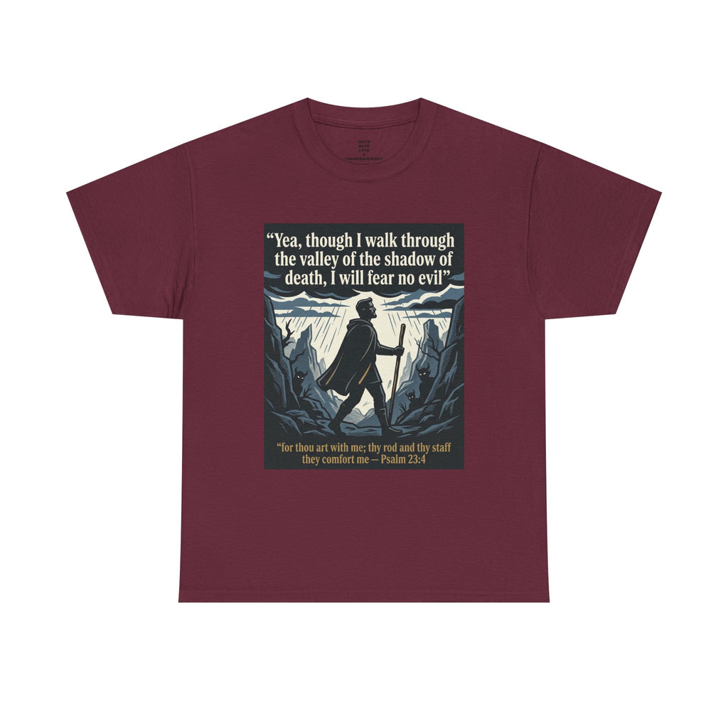 Psalm 23 'I Will Fear No Evil' Scripture Graphic - Unisex Heavy Cotton Tee