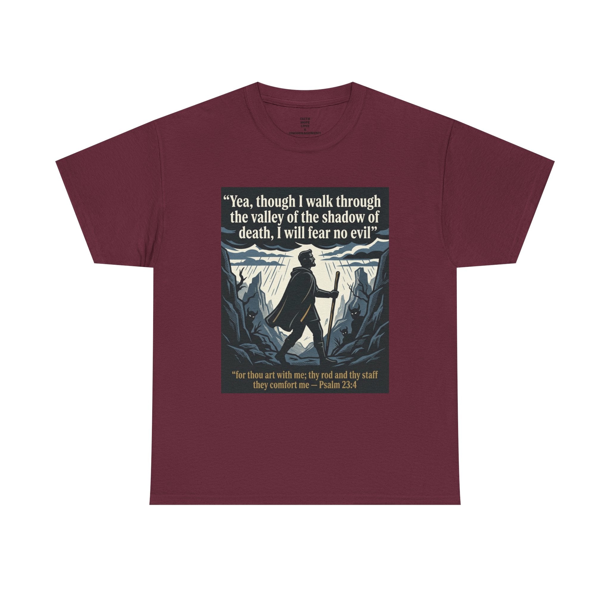 Psalm 23 'I Will Fear No Evil' Scripture Graphic - Unisex Heavy Cotton Tee