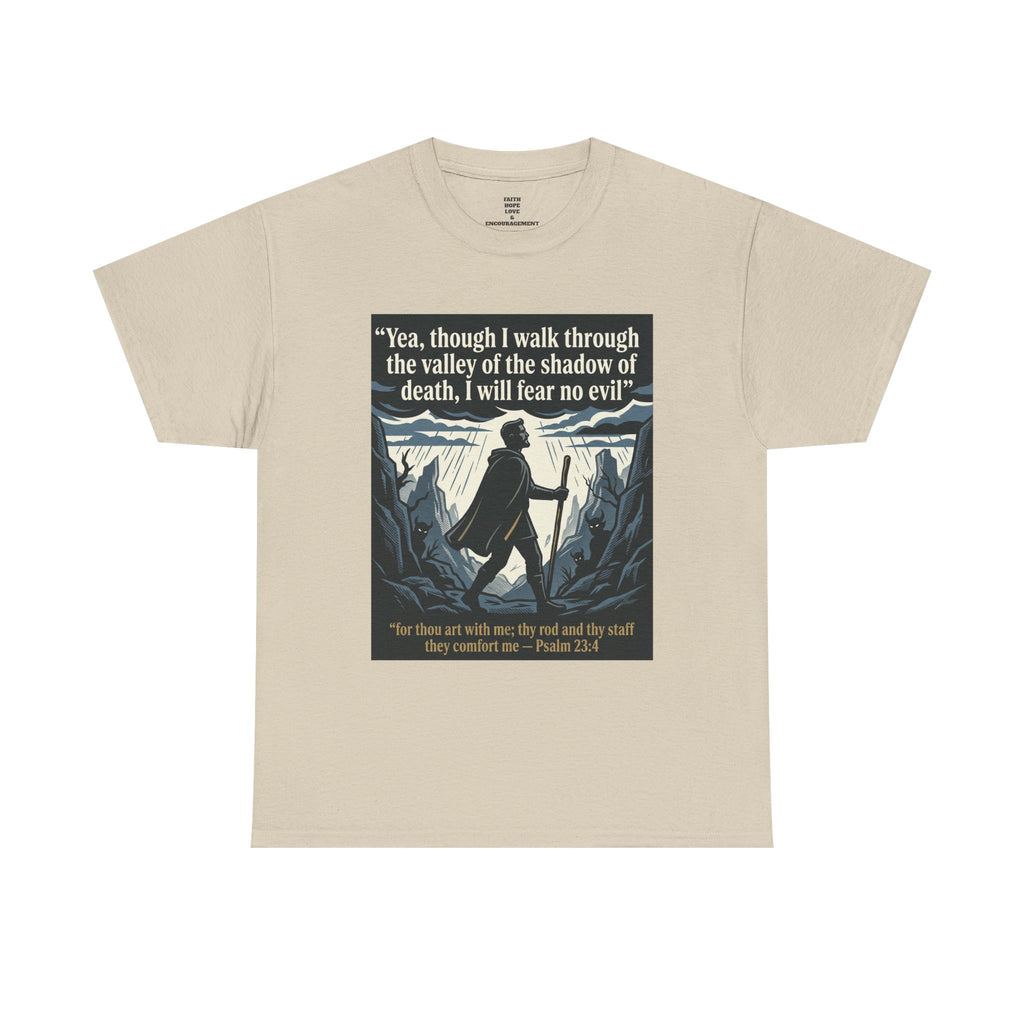 Psalm 23 'I Will Fear No Evil' Scripture Graphic - Unisex Heavy Cotton Tee
