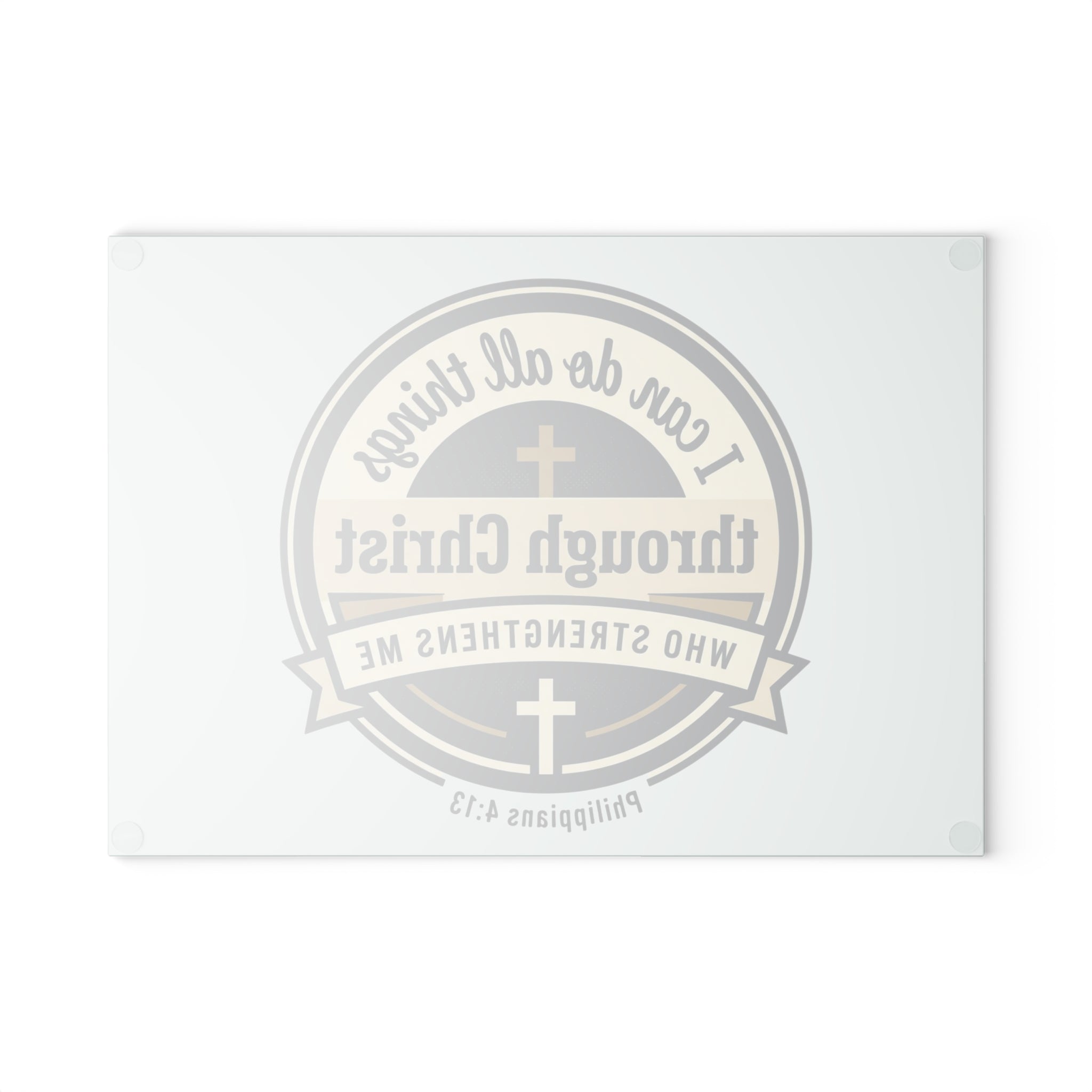 Glass Cutting Board — "I Can Do All Things Through Christ" Christian Kitchen Decor