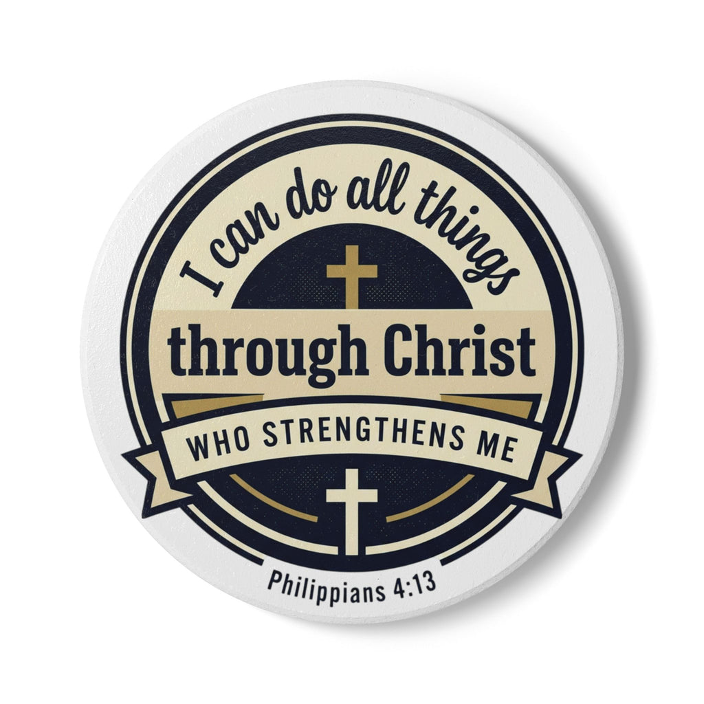 Philippians 4:13 Verse Graphic — Ceramic Coaster (1pc)