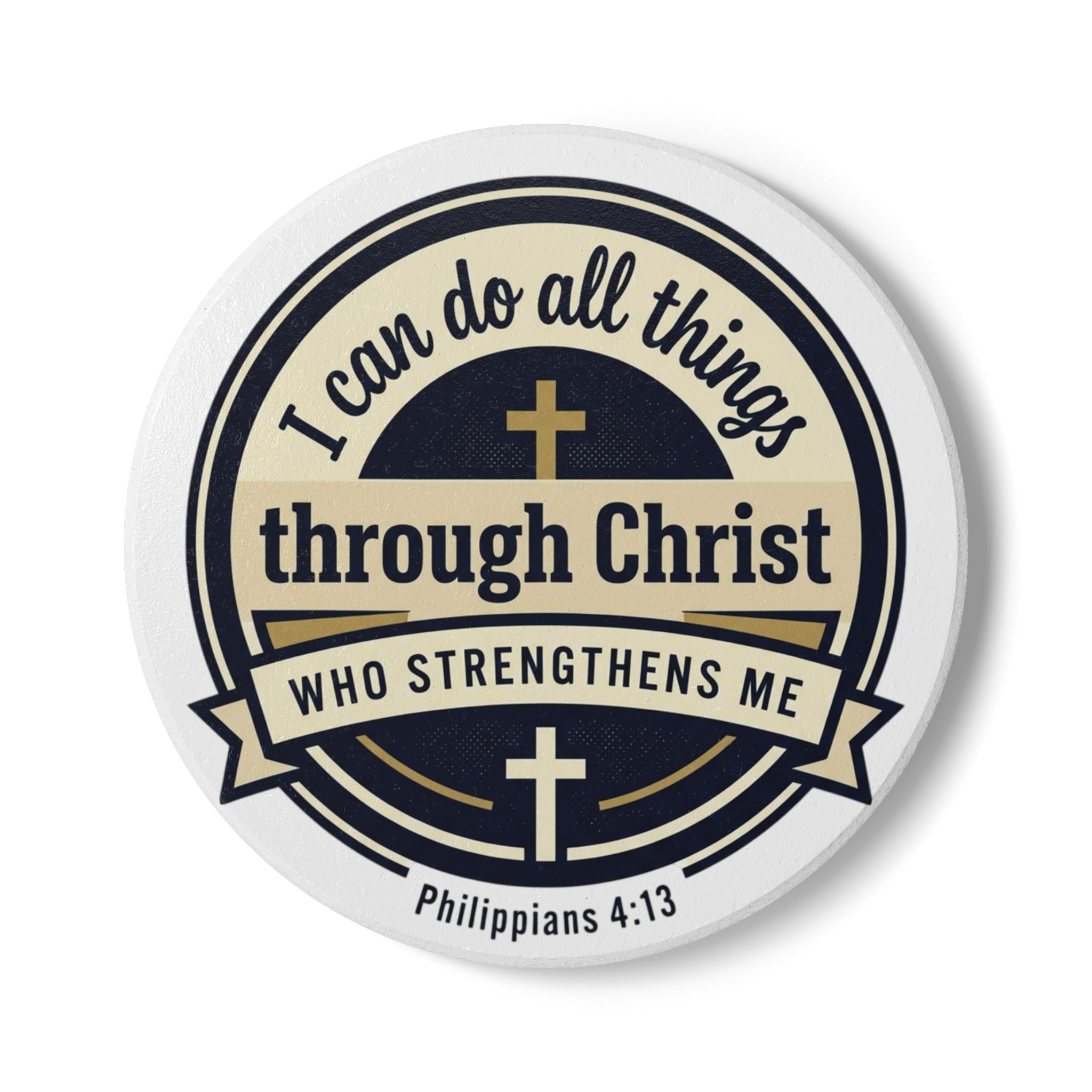 Philippians 4:13 Verse Graphic — Ceramic Coaster (1pc)