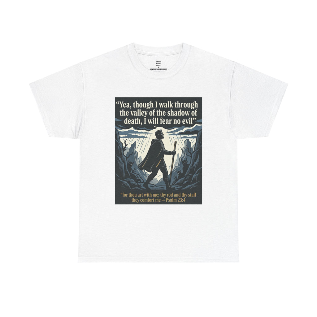 Psalm 23 'I Will Fear No Evil' Scripture Graphic - Unisex Heavy Cotton Tee