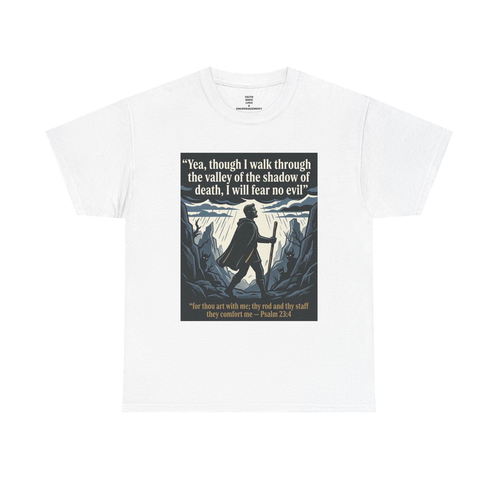 Psalm 23 'I Will Fear No Evil' Scripture Graphic - Unisex Heavy Cotton Tee