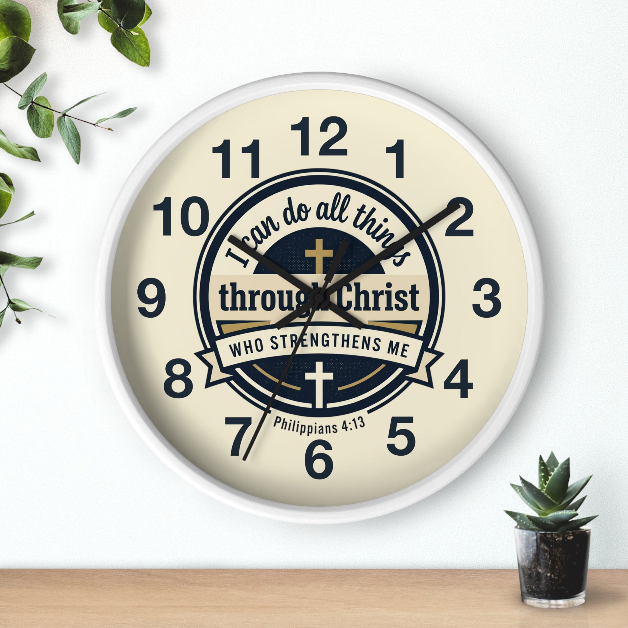 "I Can Do All Things Through Christ" Inspirational Wall Clock