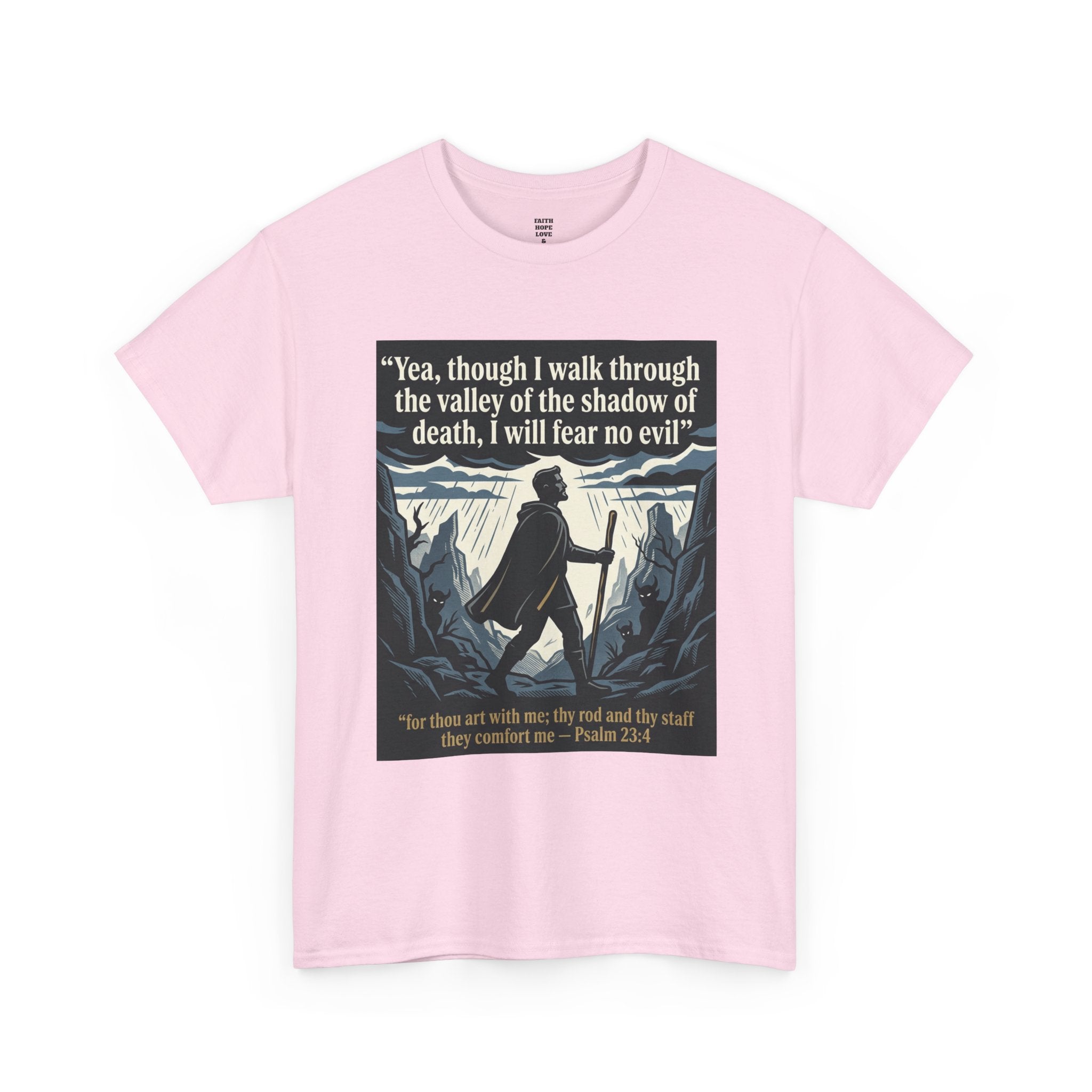 Psalm 23 'I Will Fear No Evil' Scripture Graphic - Unisex Heavy Cotton Tee