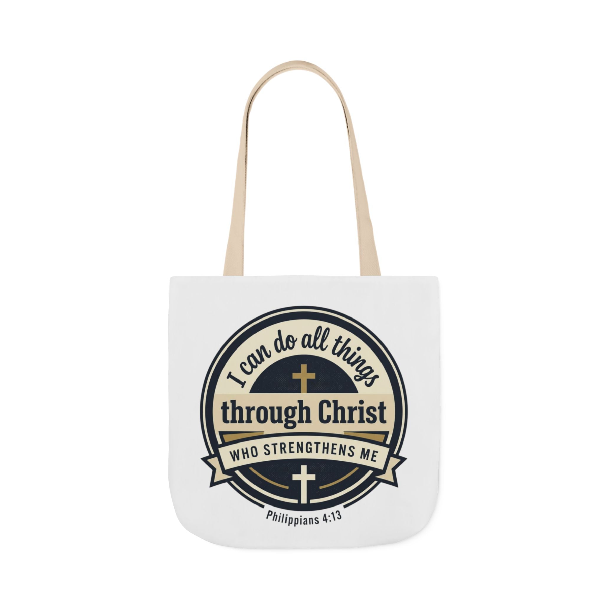 "I Can Do All Things Through Christ" Scripture Graphic — Canvas Tote Bag