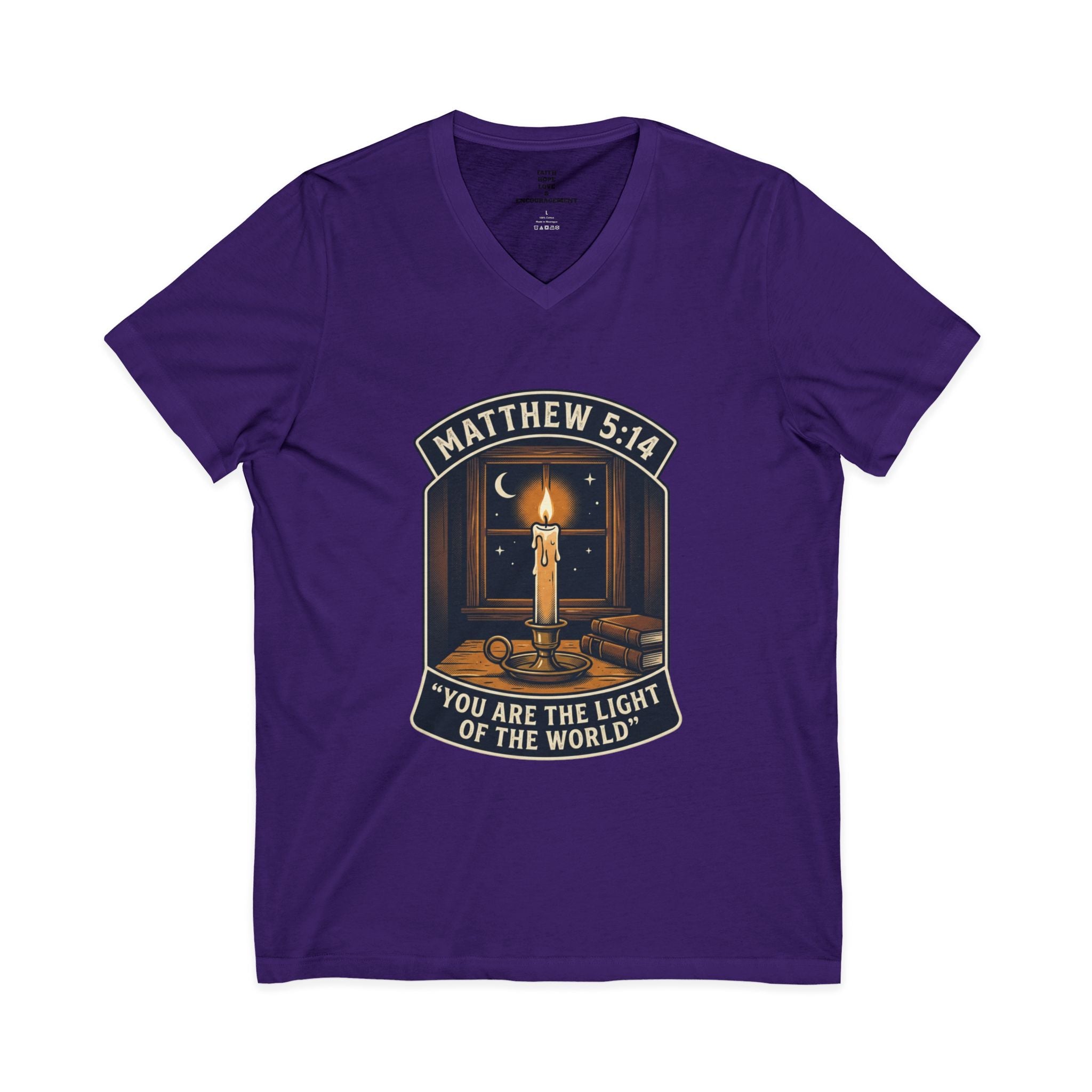 “You Are the Light of the World” Inspirational Christian Shirt — Unisex Jersey Short Sleeve V-Neck Tee