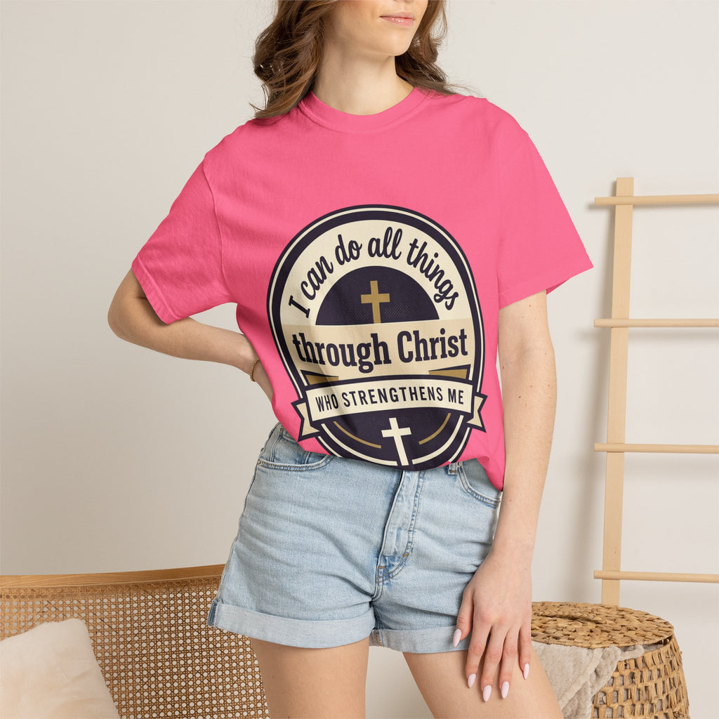 Unisex Garment-Dyed T-shirt | Philippians 4:13 Scripture Graphic