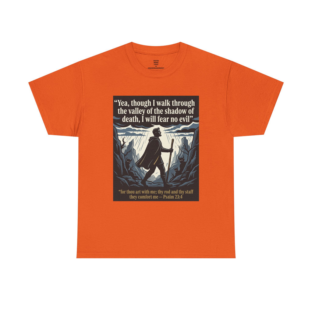 Psalm 23 'I Will Fear No Evil' Scripture Graphic - Unisex Heavy Cotton Tee