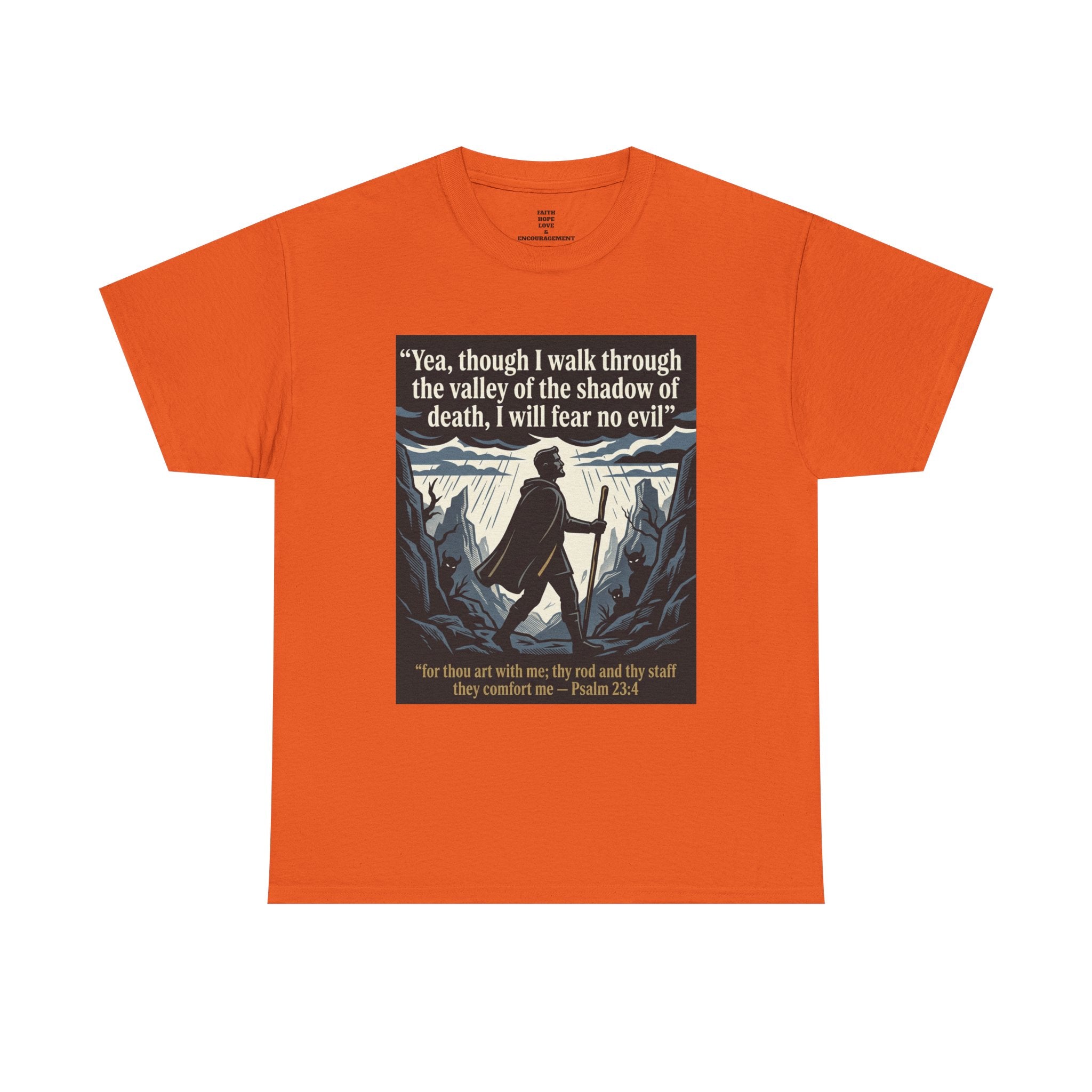Psalm 23 'I Will Fear No Evil' Scripture Graphic - Unisex Heavy Cotton Tee