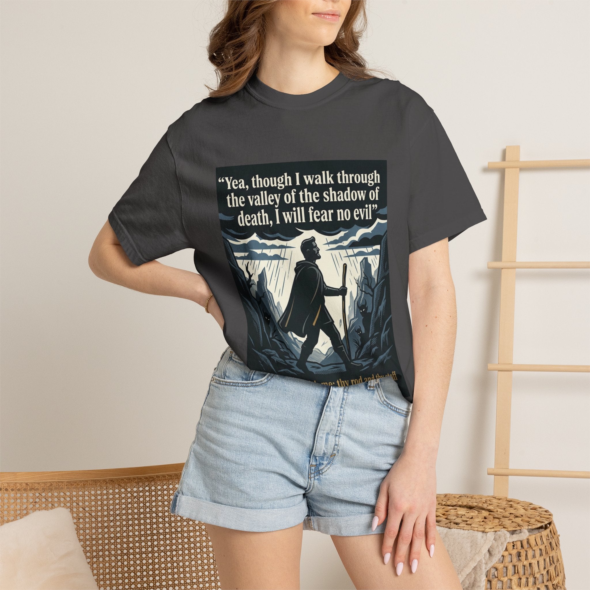 Unisex Garment-Dyed T-shirt | Psalm 23:4 Scripture Graphic
