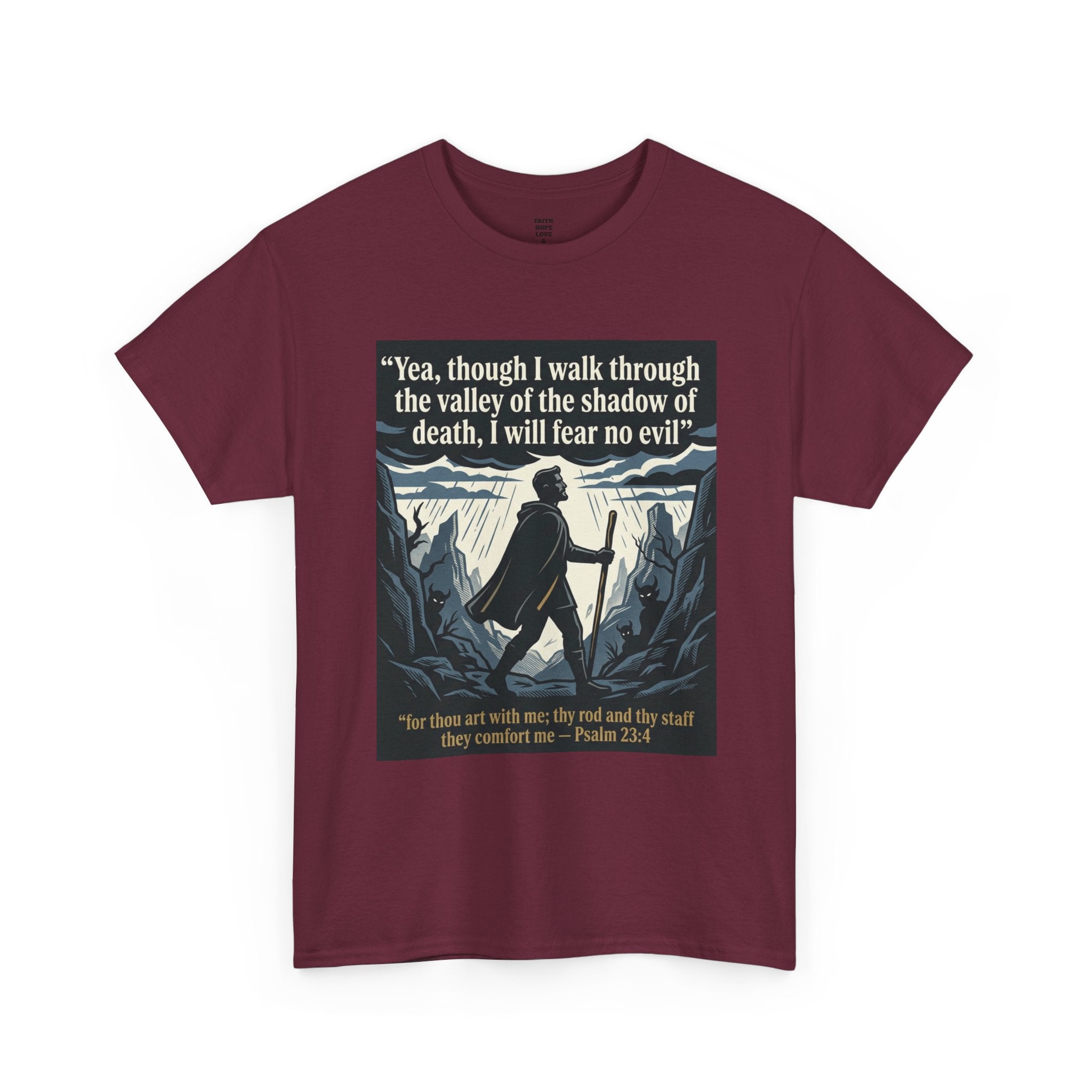 Psalm 23 'I Will Fear No Evil' Scripture Graphic - Unisex Heavy Cotton Tee