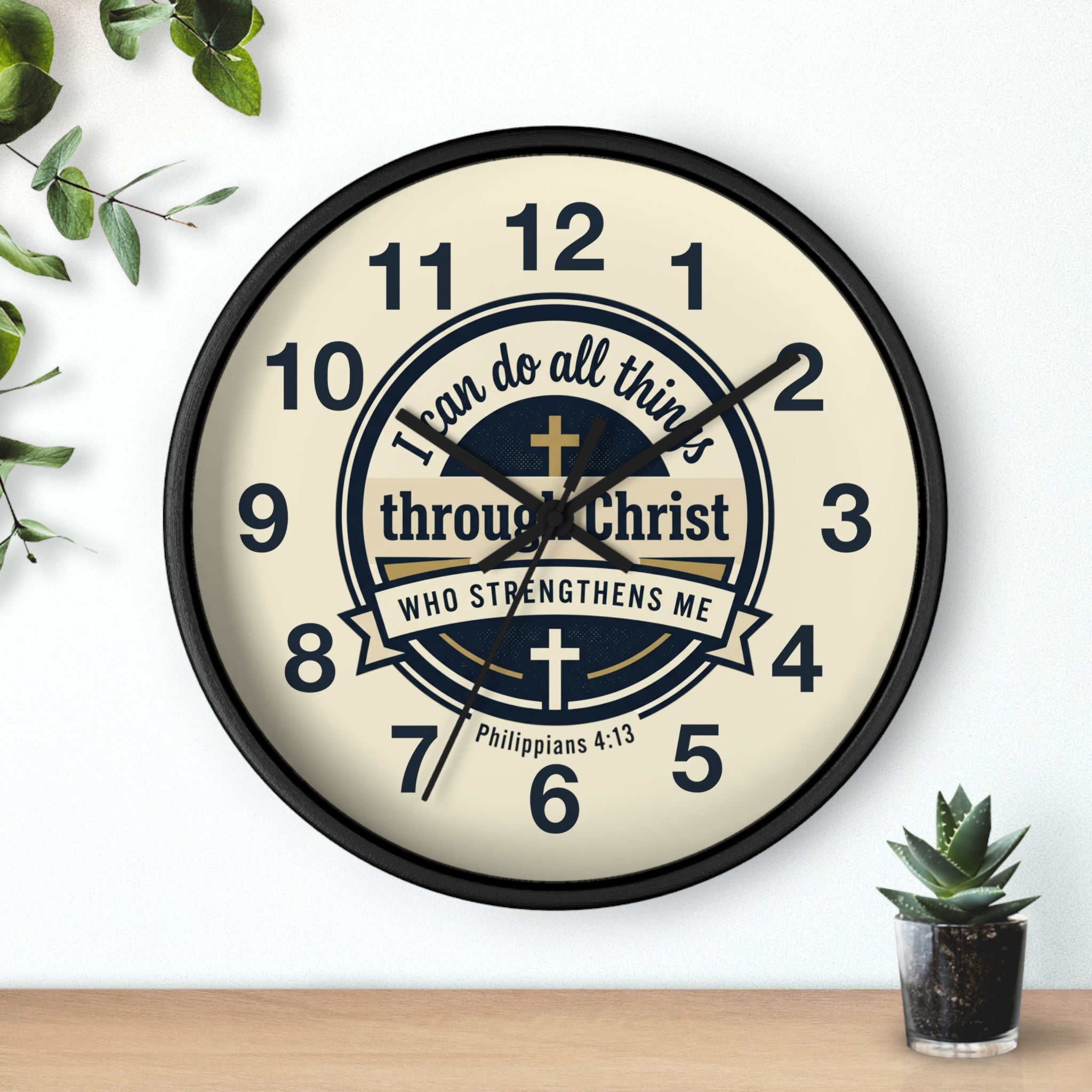 "I Can Do All Things Through Christ" Inspirational Wall Clock