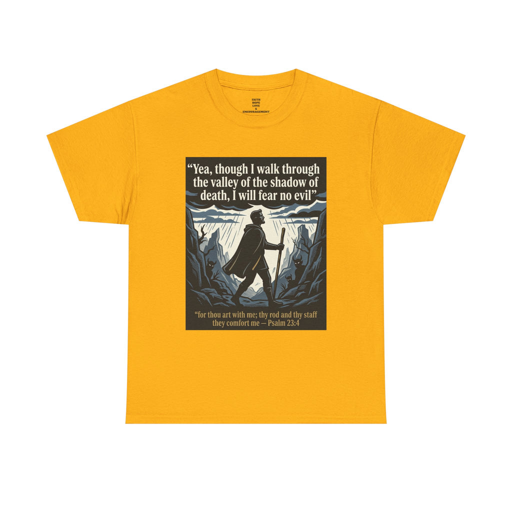 Psalm 23 'I Will Fear No Evil' Scripture Graphic - Unisex Heavy Cotton Tee