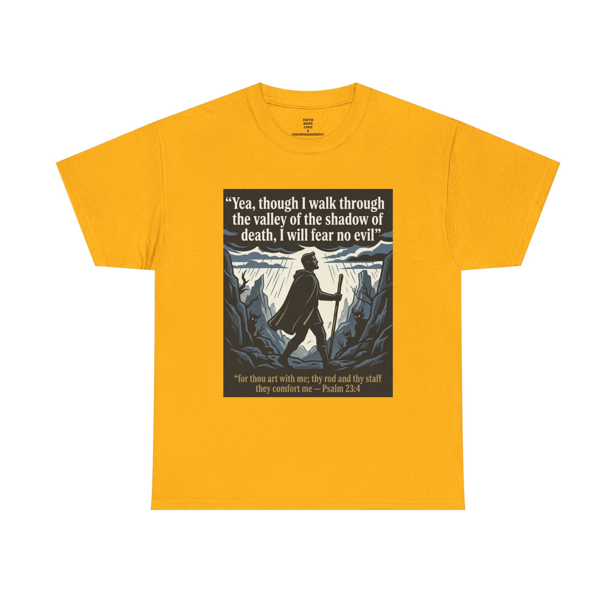 Psalm 23 'I Will Fear No Evil' Scripture Graphic - Unisex Heavy Cotton Tee