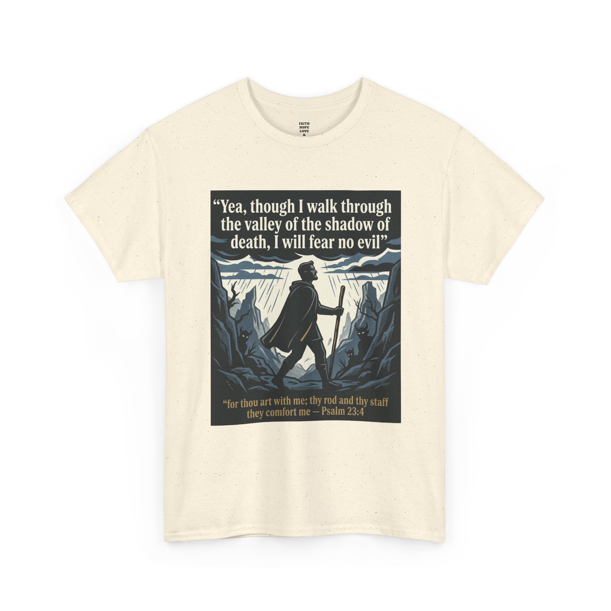 Psalm 23 'I Will Fear No Evil' Scripture Graphic - Unisex Heavy Cotton Tee