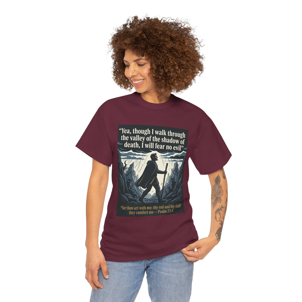 Psalm 23 'I Will Fear No Evil' Scripture Graphic - Unisex Heavy Cotton Tee