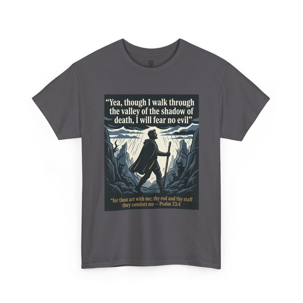 Psalm 23 'I Will Fear No Evil' Scripture Graphic - Unisex Heavy Cotton Tee