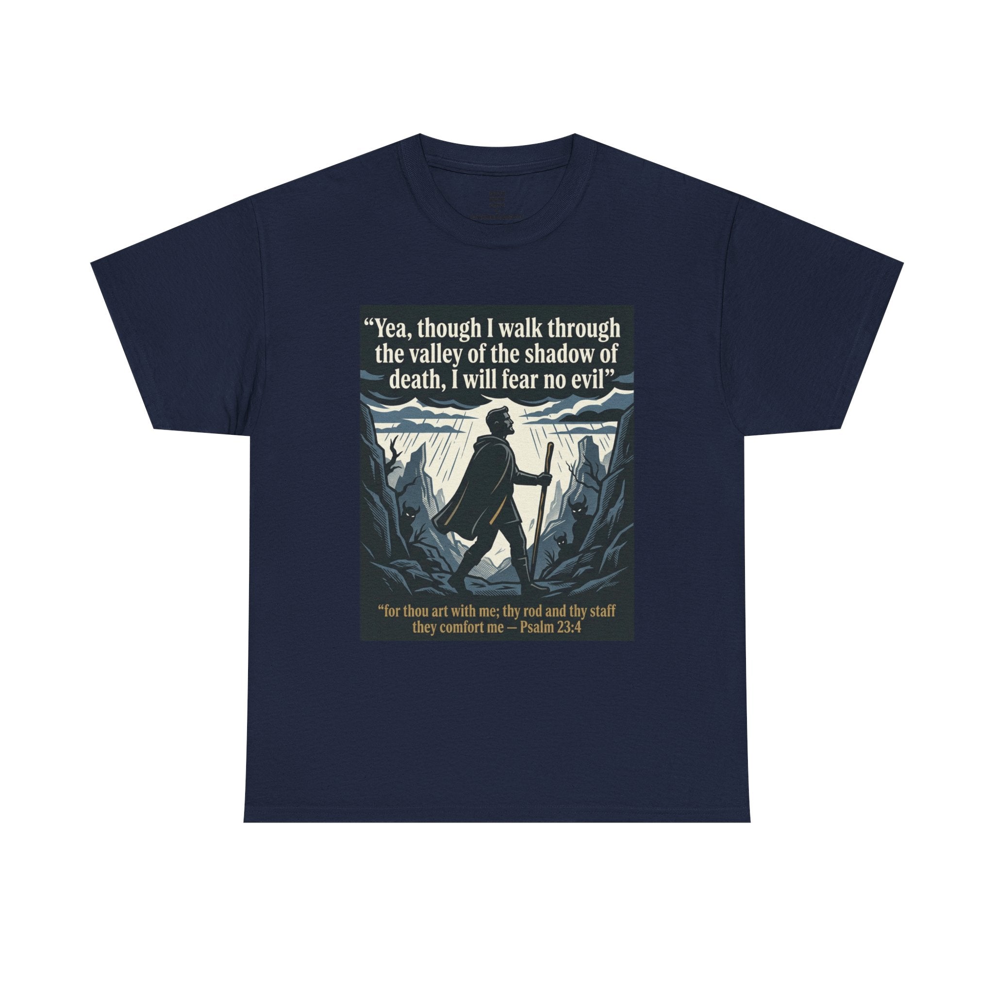 Psalm 23 'I Will Fear No Evil' Scripture Graphic - Unisex Heavy Cotton Tee