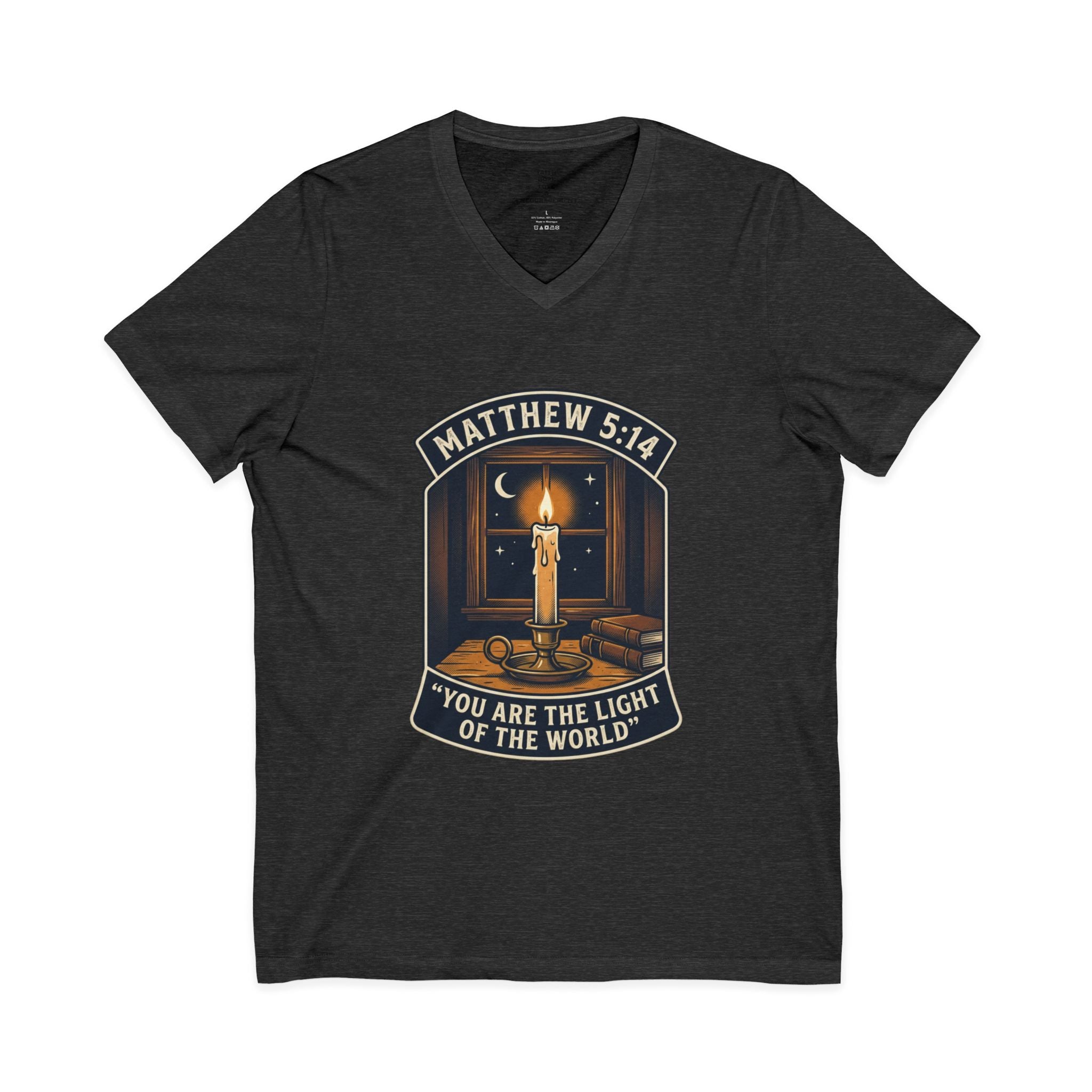 “You Are the Light of the World” Inspirational Christian Shirt — Unisex Jersey Short Sleeve V-Neck Tee