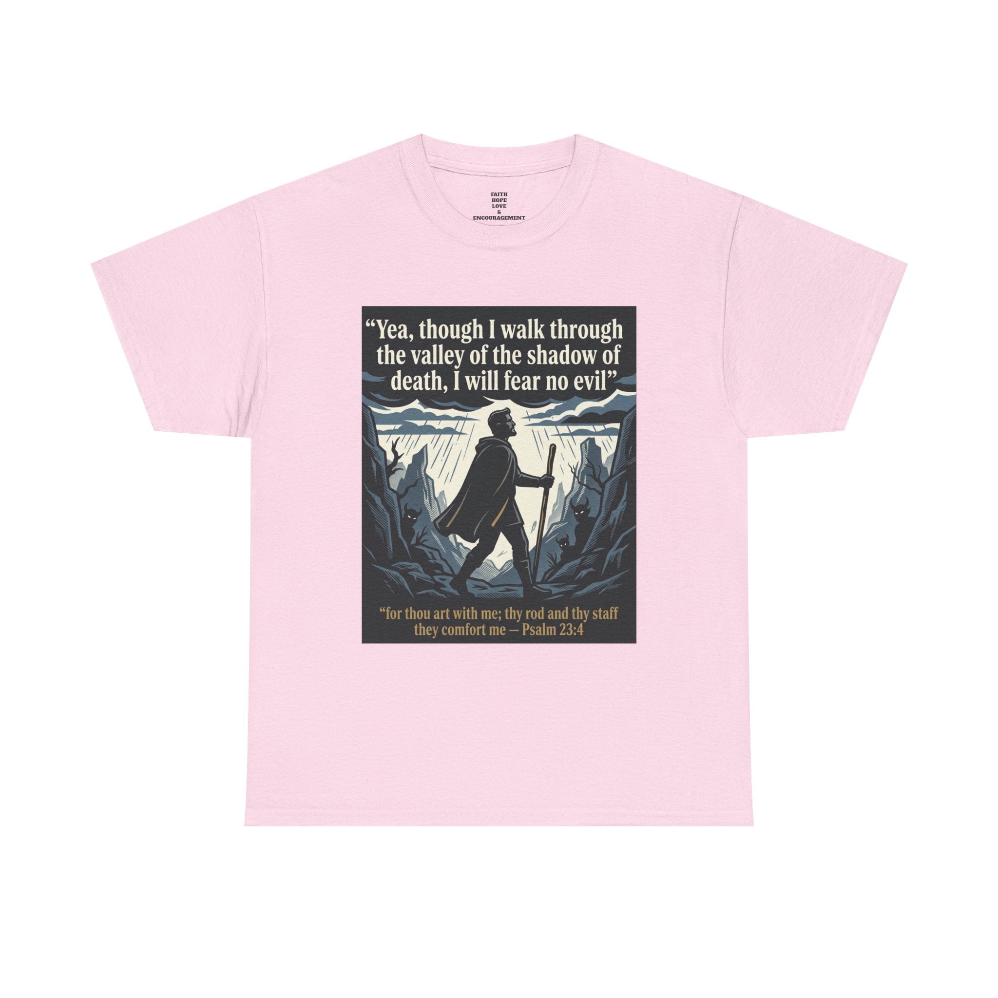 Psalm 23 'I Will Fear No Evil' Scripture Graphic - Unisex Heavy Cotton Tee