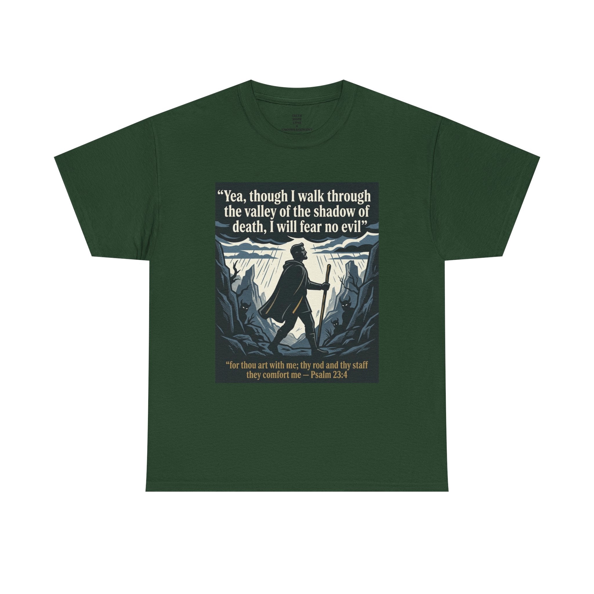 Psalm 23 'I Will Fear No Evil' Scripture Graphic - Unisex Heavy Cotton Tee