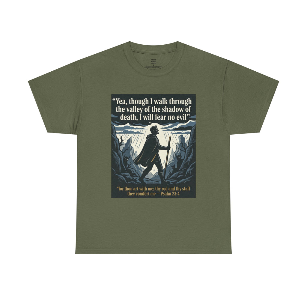 Psalm 23 'I Will Fear No Evil' Scripture Graphic - Unisex Heavy Cotton Tee