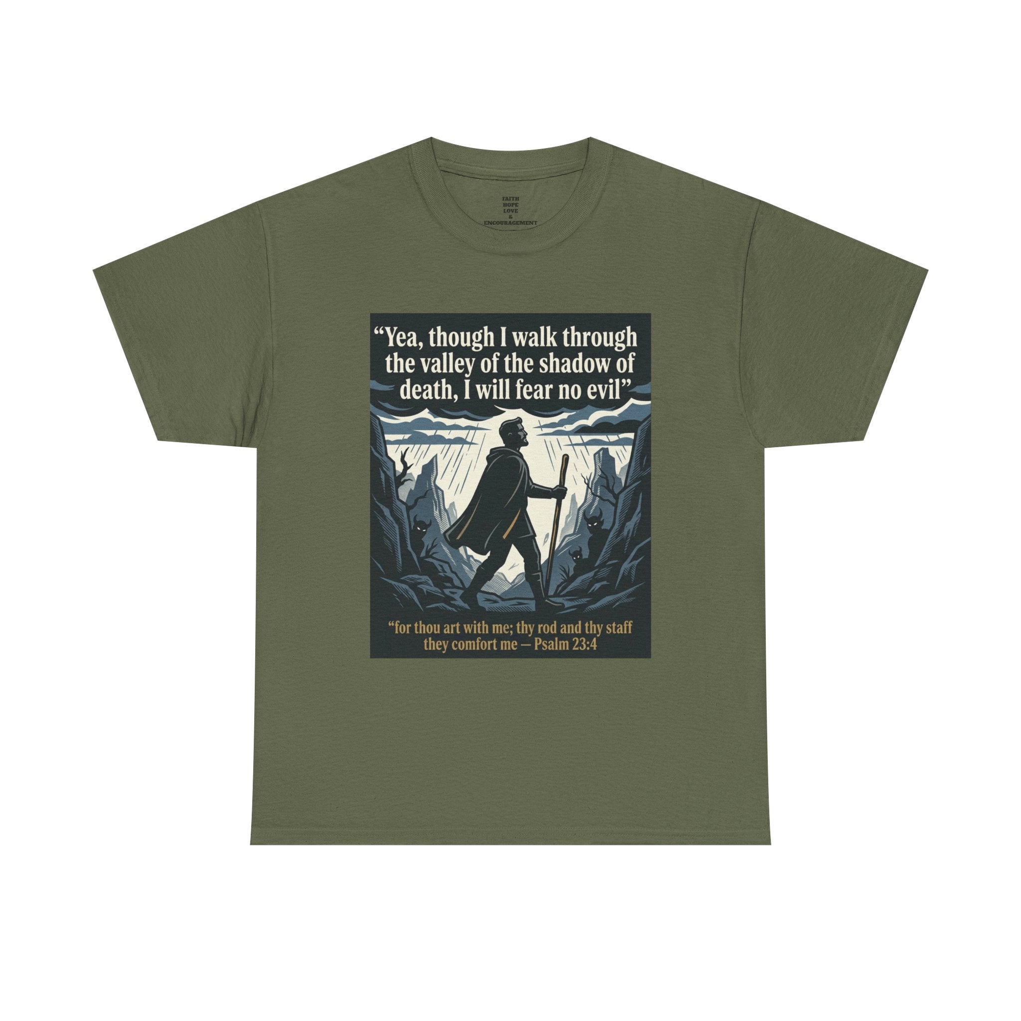 Psalm 23 'I Will Fear No Evil' Scripture Graphic - Unisex Heavy Cotton Tee