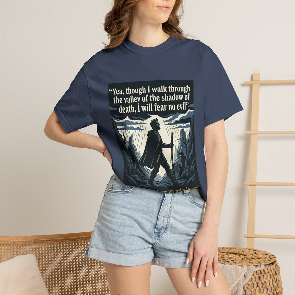 Unisex Garment-Dyed T-shirt | Psalm 23:4 Scripture Graphic