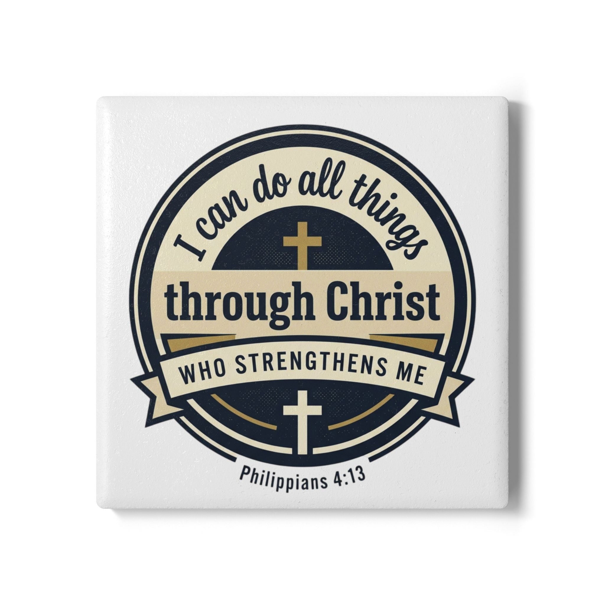 Philippians 4:13 Verse Graphic — Ceramic Coaster (1pc)