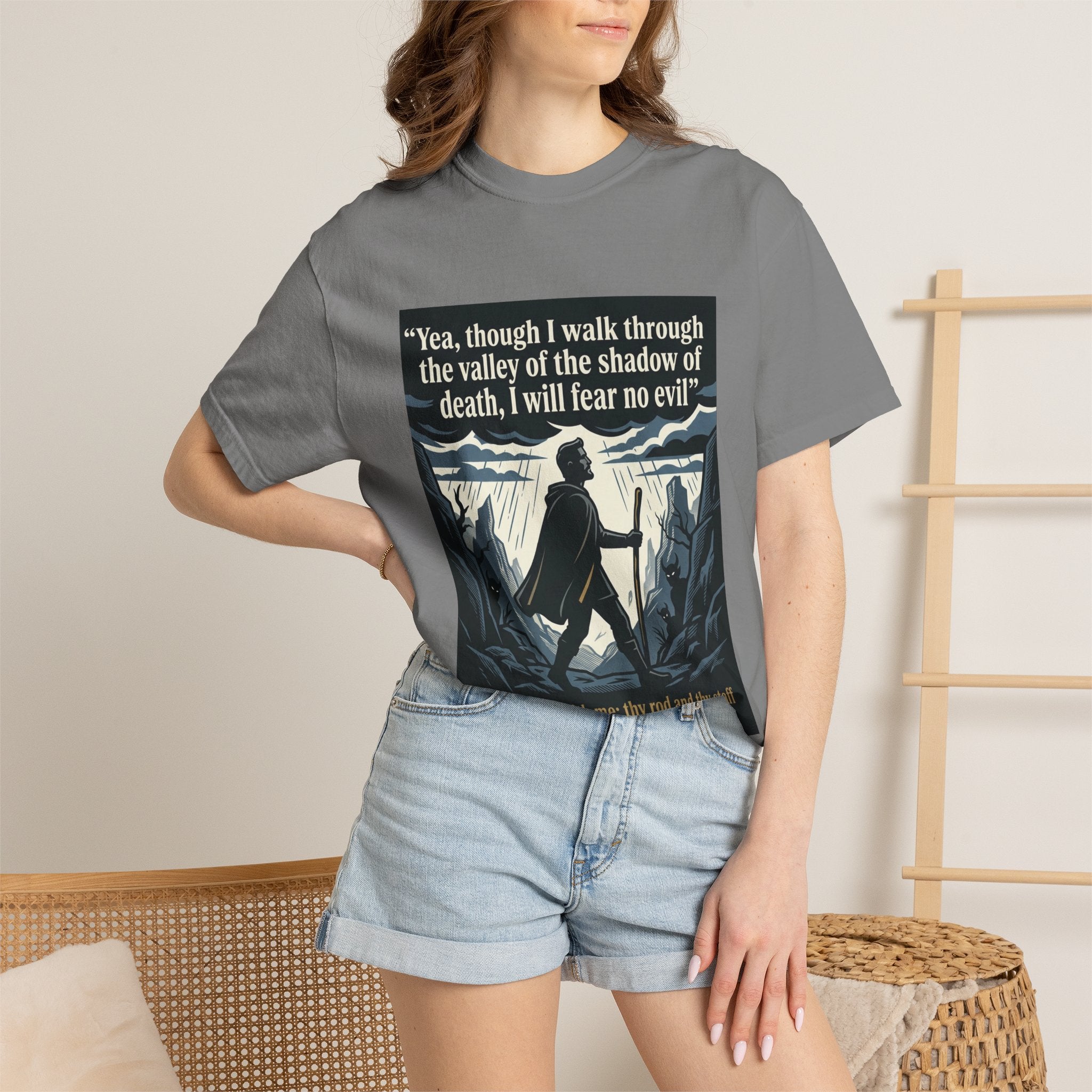 Unisex Garment-Dyed T-shirt | Psalm 23:4 Scripture Graphic