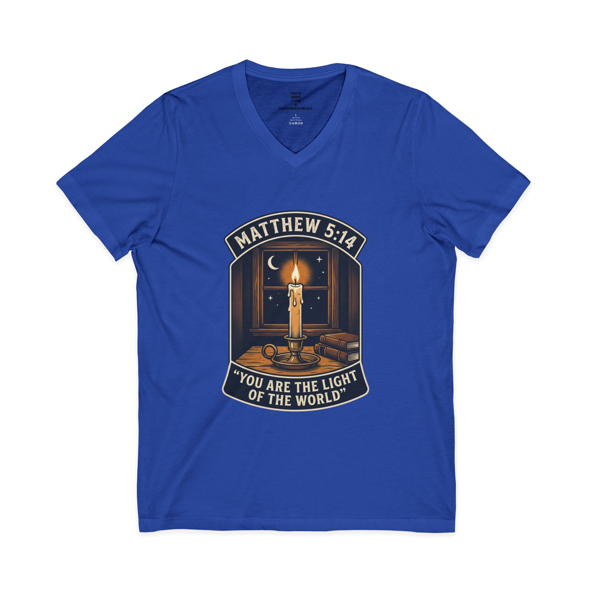“You Are the Light of the World” Inspirational Christian Shirt — Unisex Jersey Short Sleeve V-Neck Tee