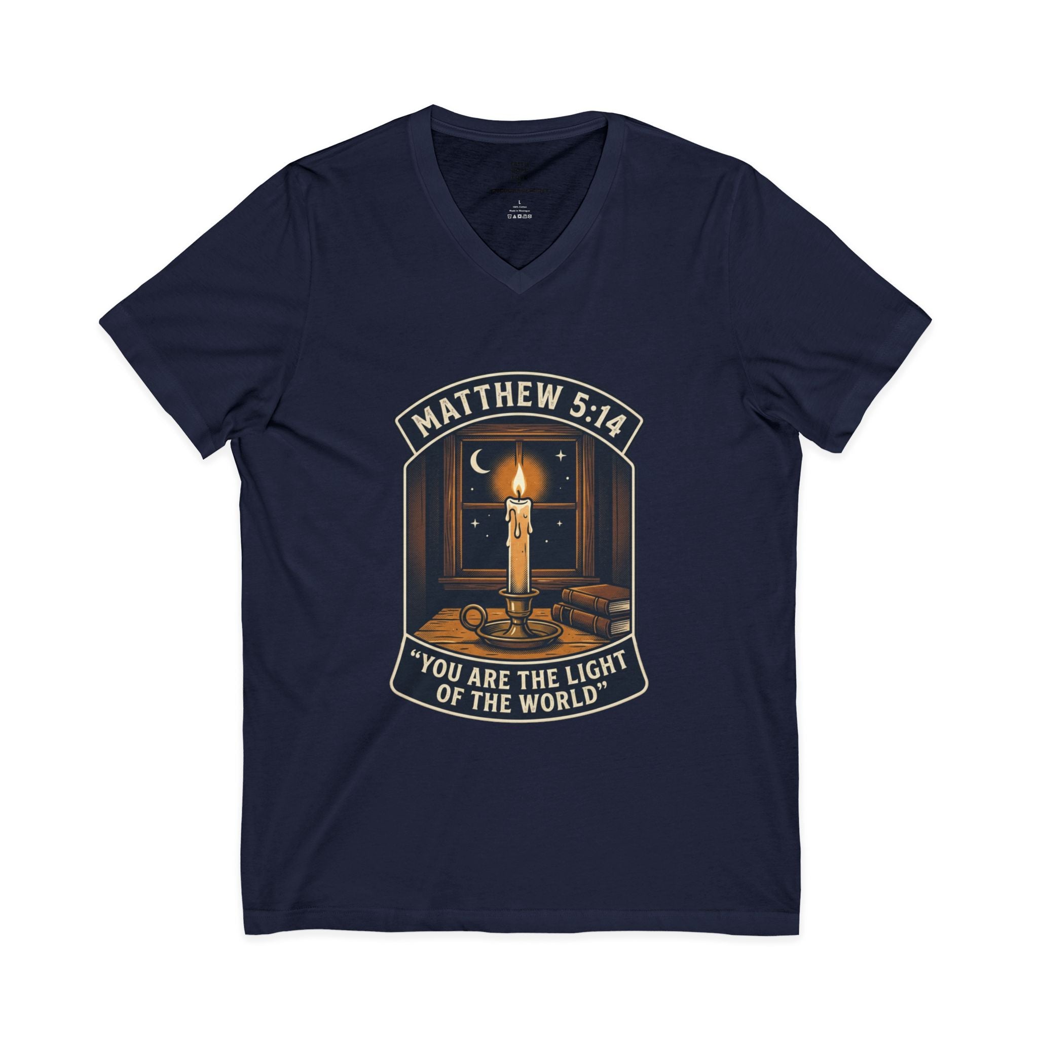 “You Are the Light of the World” Inspirational Christian Shirt — Unisex Jersey Short Sleeve V-Neck Tee