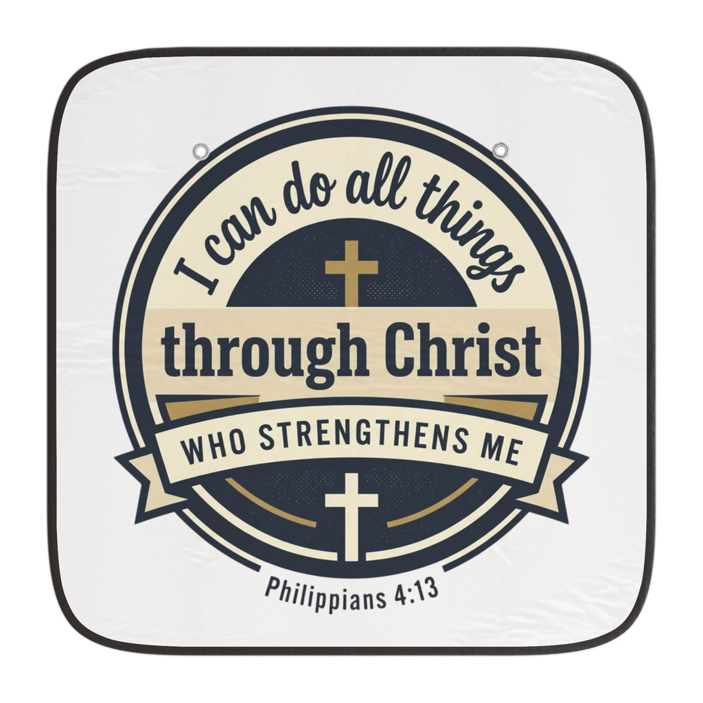 "I Can Do All Things Through Christ" Scripture Graphic — 2-piece Car Sun Shades