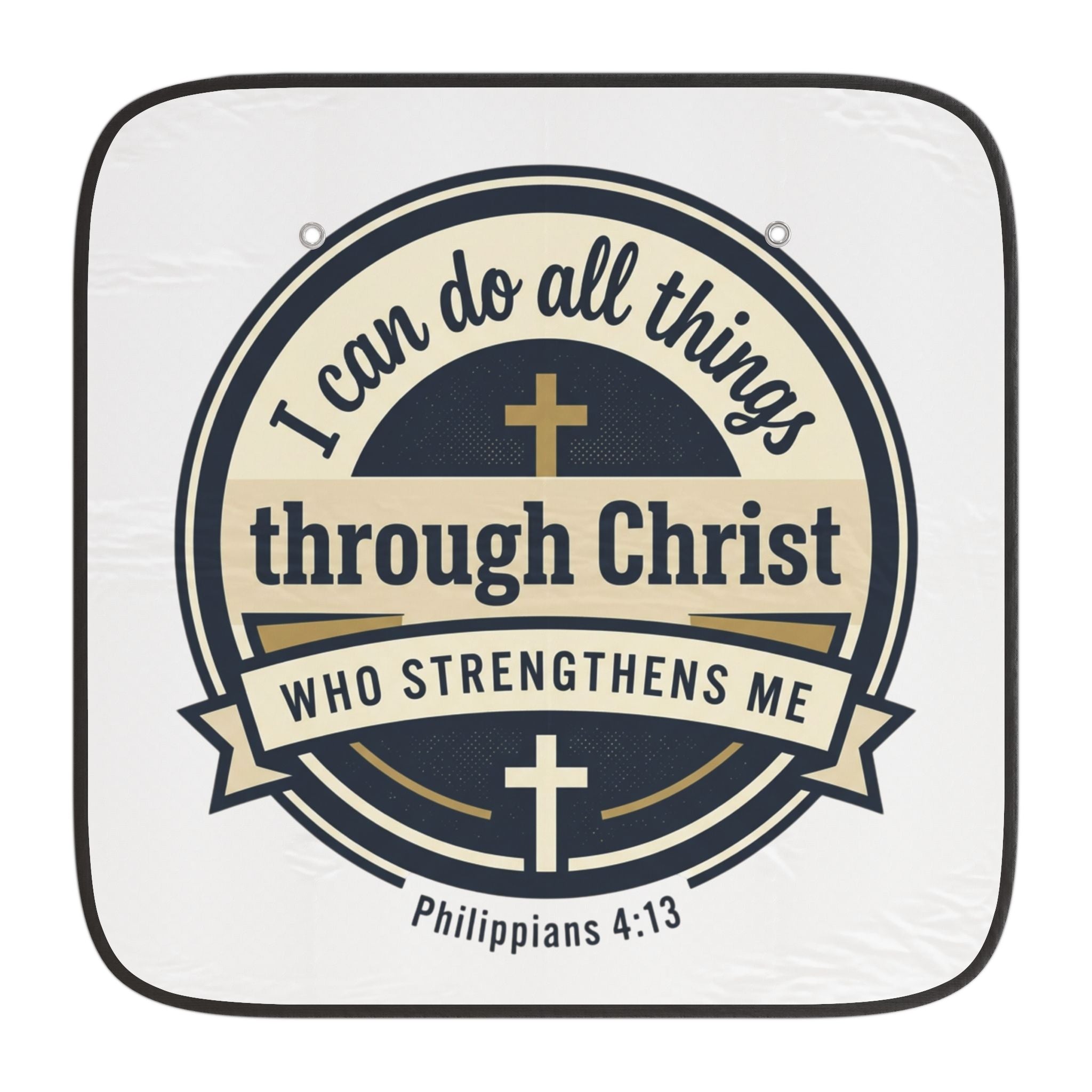 "I Can Do All Things Through Christ" Scripture Graphic — 2-piece Car Sun Shades