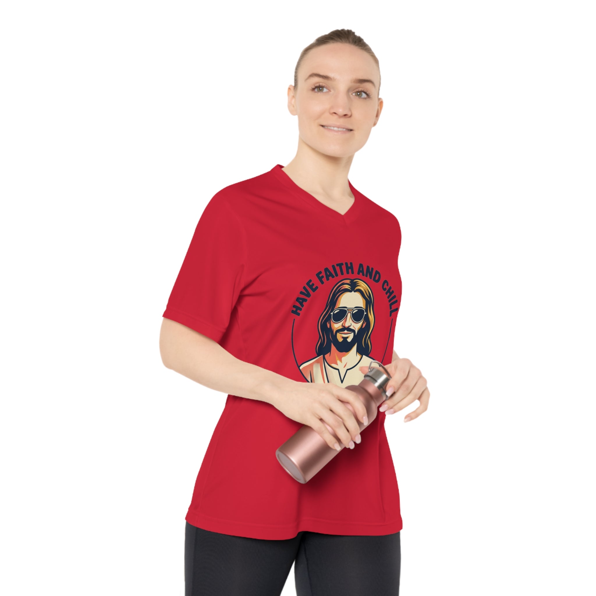 Have Faith and Chill - Women's Performance V-Neck T-Shirt