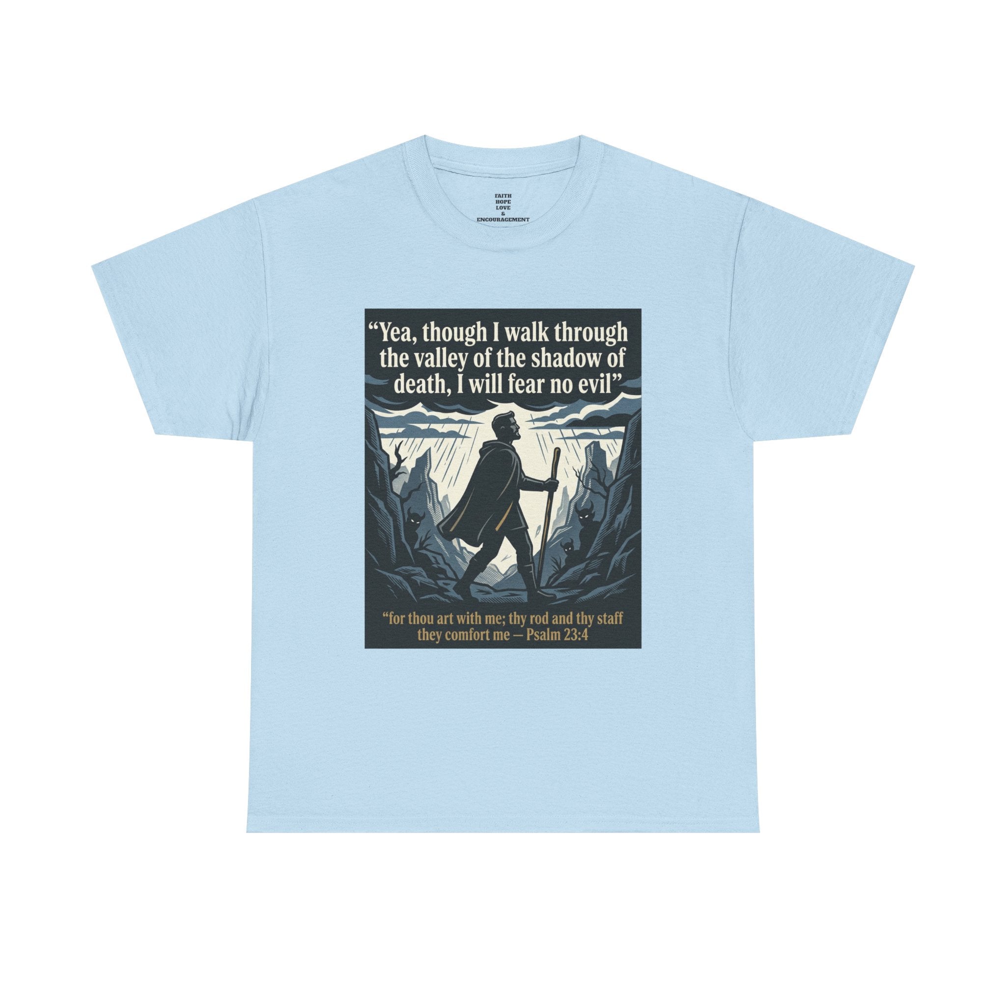 Psalm 23 'I Will Fear No Evil' Scripture Graphic - Unisex Heavy Cotton Tee