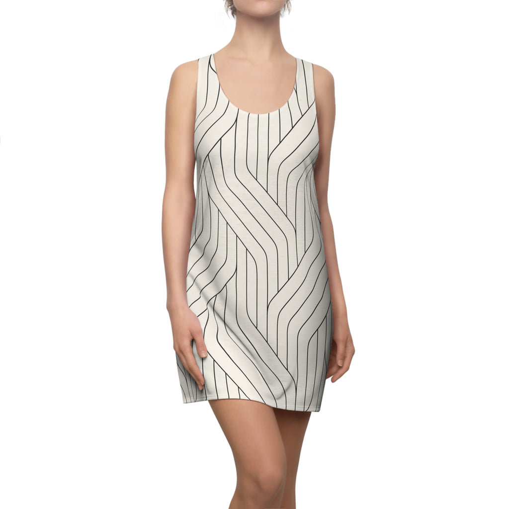 Geo Stripe Cut & Sew Racerback Dress (AOP)